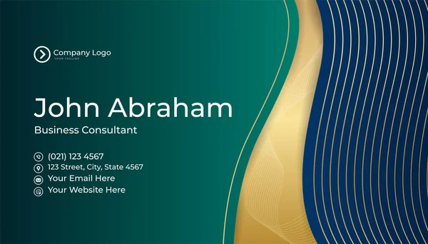 Moderne Professionelle Corporate Blue Green Gold Design Visitenkarte Vorlage Hintergrund — Stockvektor