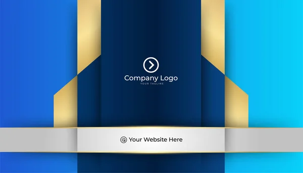 Saubere Corporate Blue Gold Design Visitenkarten Vorlage Hintergrund — Stockvektor