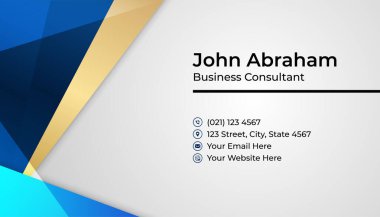 Modern profesyonel şirket mavi altın tasarım kartvizit şablonu