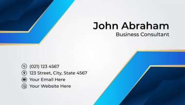 Modern profesyonel şirket mavi altın tasarım kartvizit şablonu