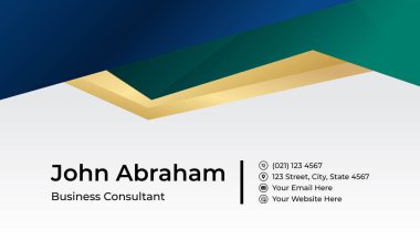 Minimalis blue green gold design kartvizit şablonu arka planı