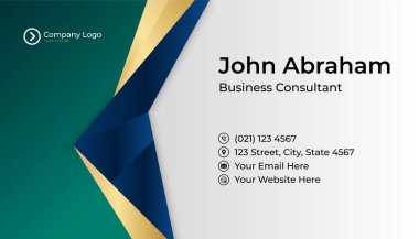 Temiz şirket mavi altın tasarım kartvizit şablonu