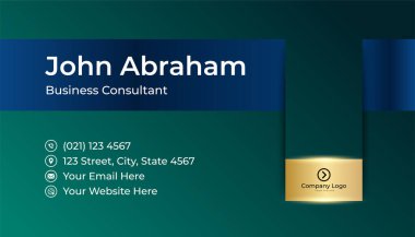 Minimalis blue green gold design kartvizit şablonu arka planı