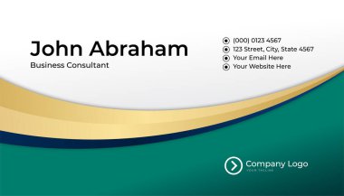 Minimalis blue green gold design kartvizit şablonu arka planı