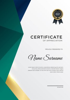 Modern gradyan mavi altın sertifika tasarımı Şablonu