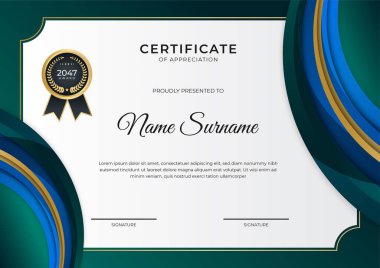 Modern gradyan mavi altın sertifika tasarımı Şablonu
