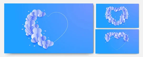 Beau Dégradé Bleu Papercut Style Fond Conception — Image vectorielle
