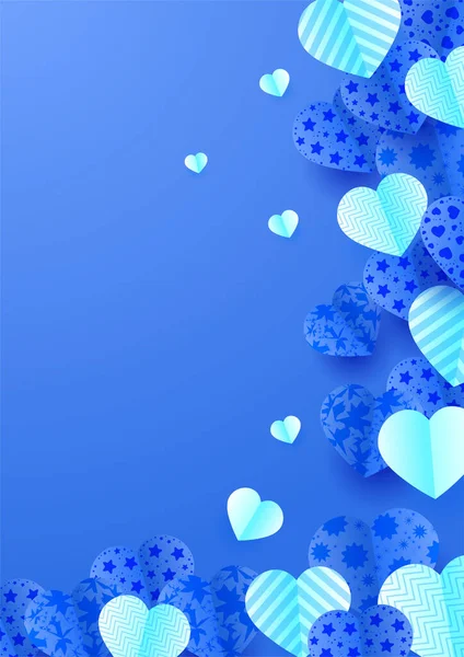 Happy Valentine Day Weiß Blau Papercut Stil Liebe Karte Design — Stockvektor