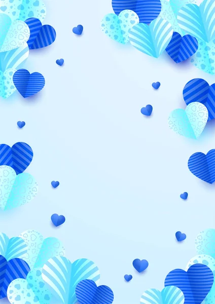 Valentijnsdag Universele Liefde Hart Poster Achtergrond Vier Valentijnsdag Blauw Papercut — Stockvector