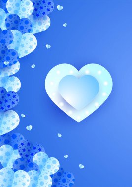 Güzel kalp mavisi karton kesim tarzı Aşk kartı tasarımı arkaplanı