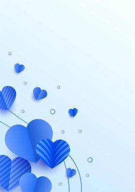 Kalp mavisi kağıt kesim tarzı Aşk kartı tasarımı arkaplanı