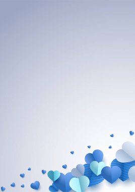 Minimalizm mavi kağıt kesim tarzını sever Aşk kartı tasarım arkaplanı