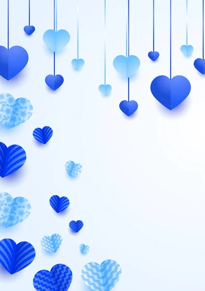 Wisząca Miłość Niebieski Papercut Styl Love Card Design Tło — Wektor stockowy