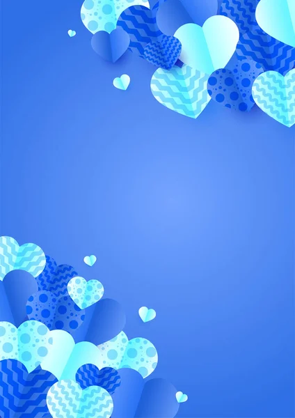 バレンタインデーユニバーサルブルーの愛の心のポスターの背景 バレンタインデーユニバーサルブルーの愛の心のポスターの背景 素敵な青のペーパーカットスタイルの愛のカードのデザインの背景 — ストックベクタ