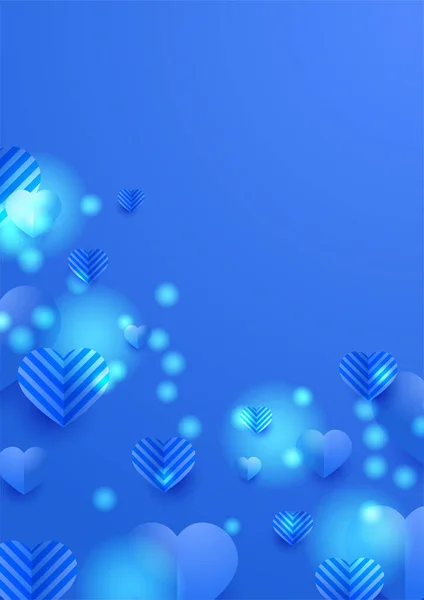 Valentinstag Glühen Blau Papercut Stil Liebe Karte Design Hintergrund Design — Stockvektor
