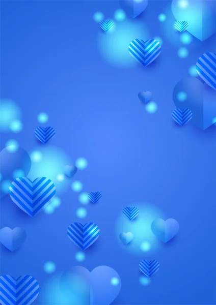 Valentinstag Glühen Blau Papercut Stil Liebe Karte Design Hintergrund — Stockvektor