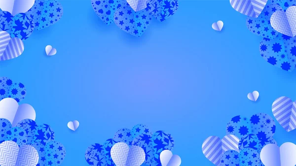 Saint Valentin Papercut Bleu Style Fond Conception — Image vectorielle