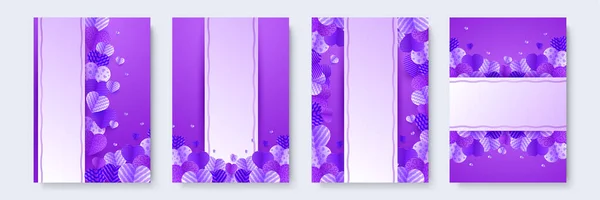 Valentine Day Violet Papercut Style Love Card Design Background Conception — Image vectorielle