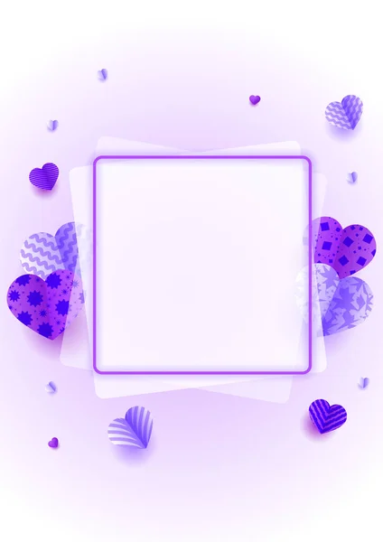 Счастливый День Валентина Белый Фиолетовый Papercut Стиле Любовная Открытка Фон — стоковый вектор