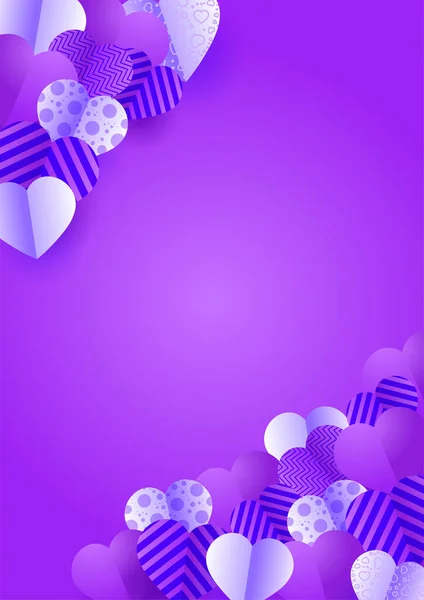 Giorno San Valentino Viola Stile Papercut Love Card Design Sfondo — Vettoriale Stock