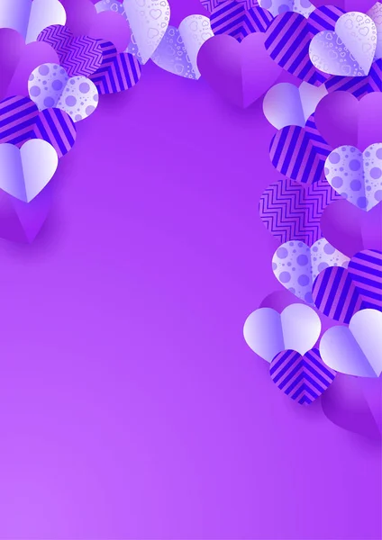 情人节的普普通通柔和的彩绘紫色爱情海报背景 情人节紫色纸片风格爱情卡设计背景 — 图库矢量图片