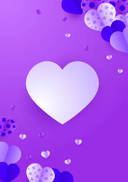 Lovely Purple Papercut Style Love Card Design Background Design Special — Stock Vector