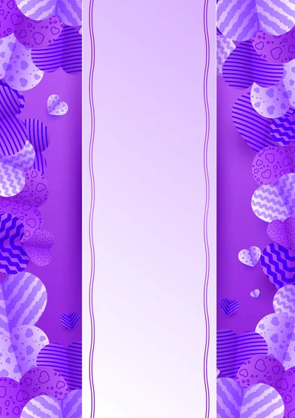 Valentine Day Violet Papercut Style Love Card Design Background Conception — Image vectorielle