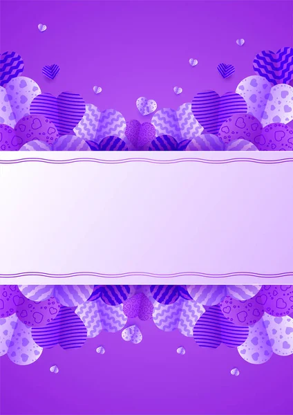 Valentine Day Universel Doux Pastel Violet Amour Coeur Poster Fond — Image vectorielle