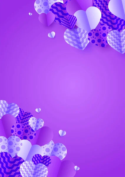 Precioso Púrpura Papercut Estilo Love Card Design Background Diseño Para — Archivo Imágenes Vectoriales