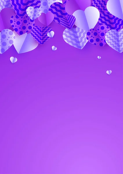 Valentine Day Universel Doux Pastel Violet Amour Coeur Poster Fond — Image vectorielle