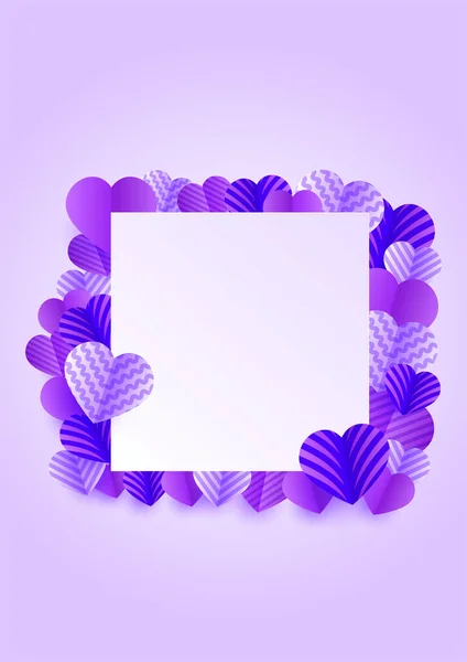 Днем Святого Валентина Фиолетовый Стиль Papercut — стоковый вектор