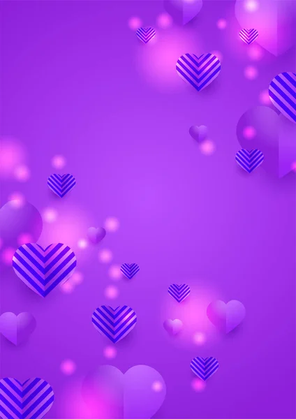 Día San Valentín Universal Suave Pastel Púrpura Corazón Cartel Fondo — Archivo Imágenes Vectoriales