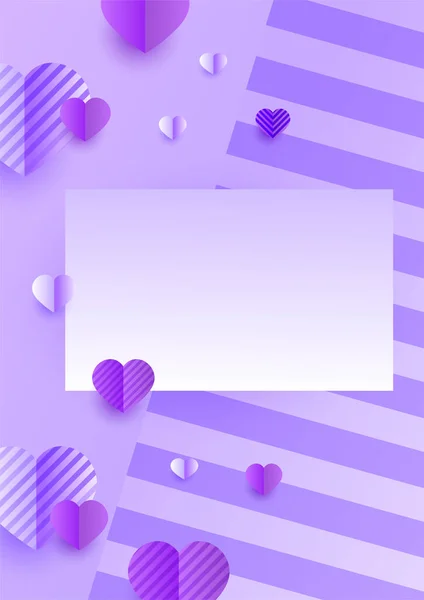 Valentijn Vierkant Helder Paars Papercut Stijl Love Kaart Ontwerp Achtergrond — Stockvector