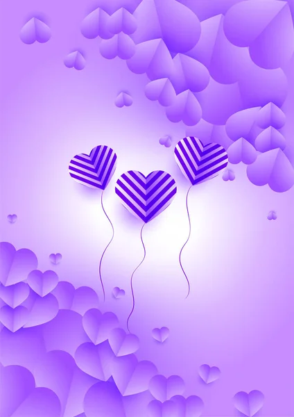 Diffuser Amour Violet Style Papercut Fond Conception Carte Amour — Image vectorielle
