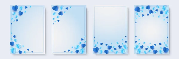 Celebra San Valentín Azul Estilo Papercut Fondo Diseño Tarjeta Amor — Vector de stock