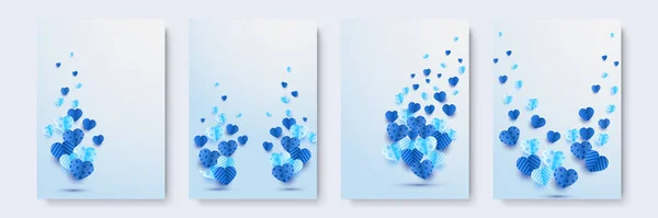 Verbreiten Liebe Blau Papercut Stil Liebe Karte Design Hintergrund Design — Stockvektor