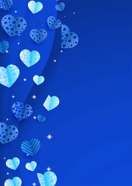 Valentijnsdag Blauw Papercut Stijl Liefde Kaart Ontwerp Achtergrond — Stockvector