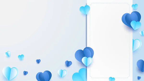 Бумага День Святого Валентина Синий Бумага Стиль Дизайн Любовной Открытки — стоковый вектор
