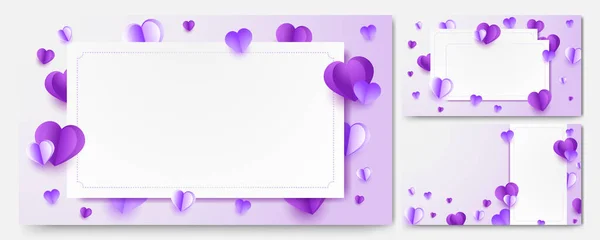 Бумага День Святого Валентина Фиолетовый Бумага Стиль Дизайн Любовной Открытки — стоковый вектор