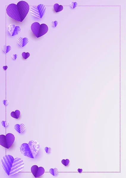 Celebrar Dia Dos Namorados Purple Papercut Estilo Love Card Design — Vetor de Stock