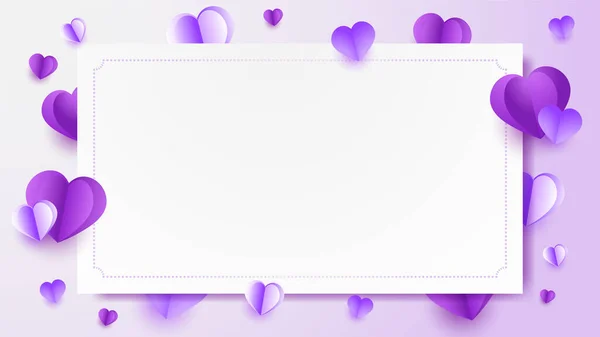 ペーパーバレンタイン日紫ペーパーカットスタイルラブカードデザインの背景 — ストックベクタ
