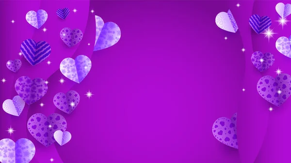 День Святого Валентина Фиолетовый Стиль Бумаги Love Card Дизайн Фона — стоковый вектор