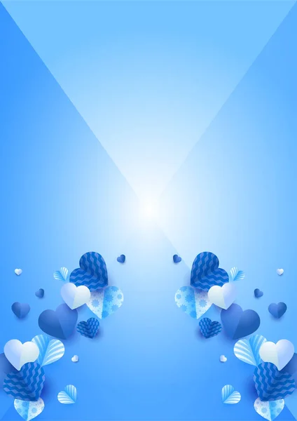 Shinning Herz Blau Papercut Stil Liebe Karte Design Hintergrund Design — Stockvektor