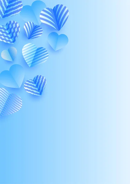 Šťastný Valentýn Modrý Papercut Styl Láska Karta Design Pozadí — Stockový vektor