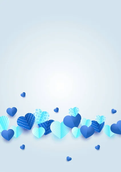 Stylish Heart Blue Papercut Style Love Card Design Background — Stock Vector