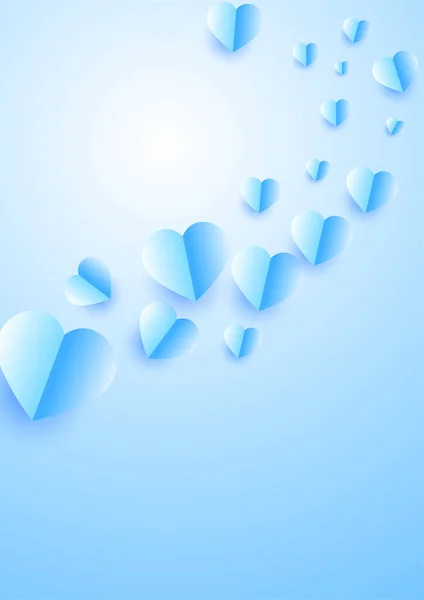 Shinning Herz Blau Papercut Stil Liebe Karte Design Hintergrund — Stockvektor