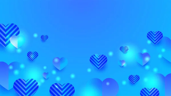 Láska Rozostření Modrá Papercut Styl Design Pozadí — Stockový vektor