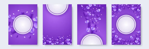 Minimalisme Propagation Amour Violet Papercut Style Love Card Design Background — Image vectorielle