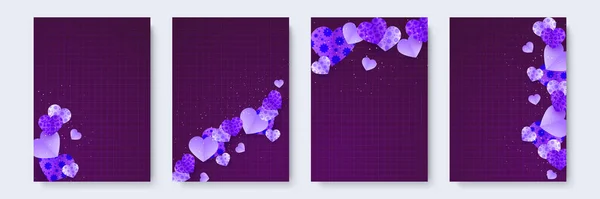 Joyeuse Saint Valentin Violet Foncé Style Papercut Fond Conception Carte — Image vectorielle