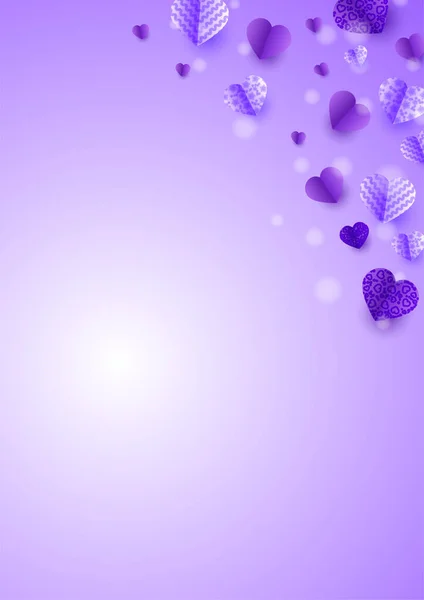 Coeur Brillant Violet Style Papercut Fond Conception Carte Amour Conception — Image vectorielle